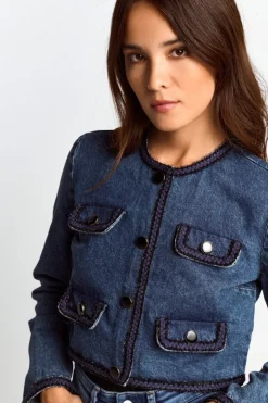 Rich & Royal Denim-Jacke Mit Zierborten<Damen Übergangsjacken|Casual Blazer