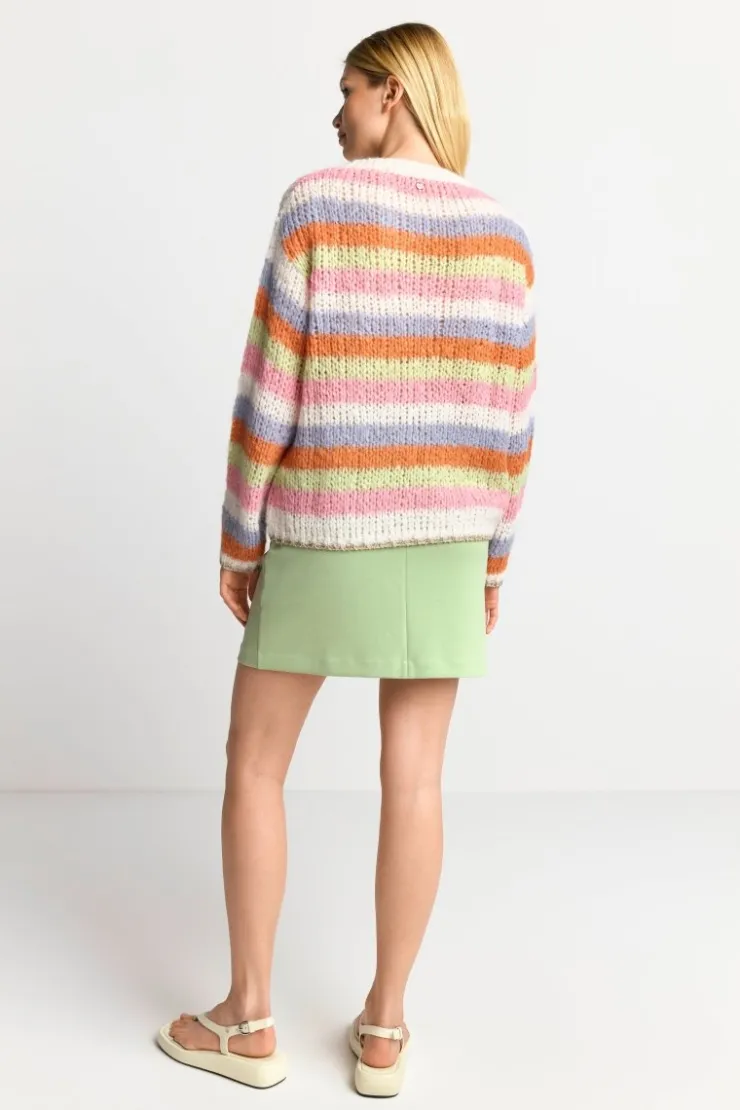 Rich & Royal Gestreifter Grobstrickpullover<Damen Pullover