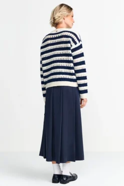Rich & Royal Gestreifter Lochstrickpullover<Damen Pullover