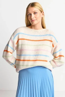Rich & Royal Gestreifter Pullover In Perlweiß<Damen Pullover