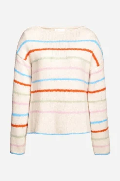 Rich & Royal Gestreifter Pullover In Perlweiß<Damen Pullover