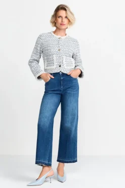 Rich & Royal Kurze Bouclé-Jacke In Blauweiß<Damen Übergangsjacken|Bouclé-Jacken