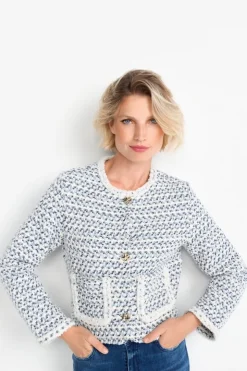 Rich & Royal Kurze Bouclé-Jacke In Blauweiß<Damen Übergangsjacken|Bouclé-Jacken