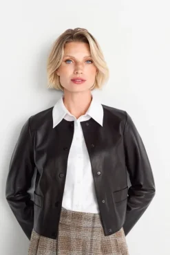 Rich & Royal Kurze Lederjacke Mit Druckknöpfen<Damen Übergangsjacken