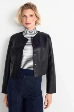 Rich & Royal Kurze Lederjacke Mit Druckknöpfen<Damen Übergangsjacken