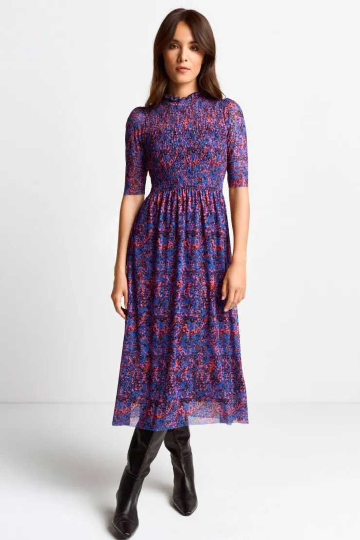 Rich & Royal Meshkleid Mit Rüschenkragen<Damen Midikleider