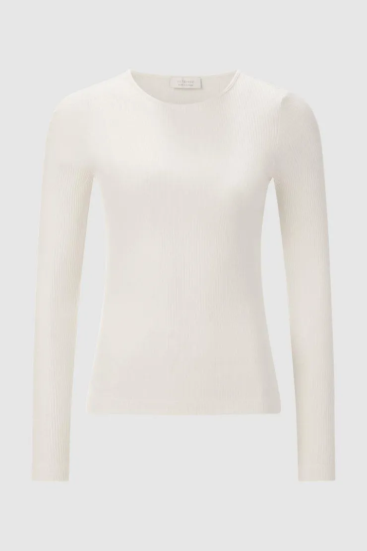 Rich & Royal Rib-Longsleeve Mit Rundhals<Damen Longsleeves