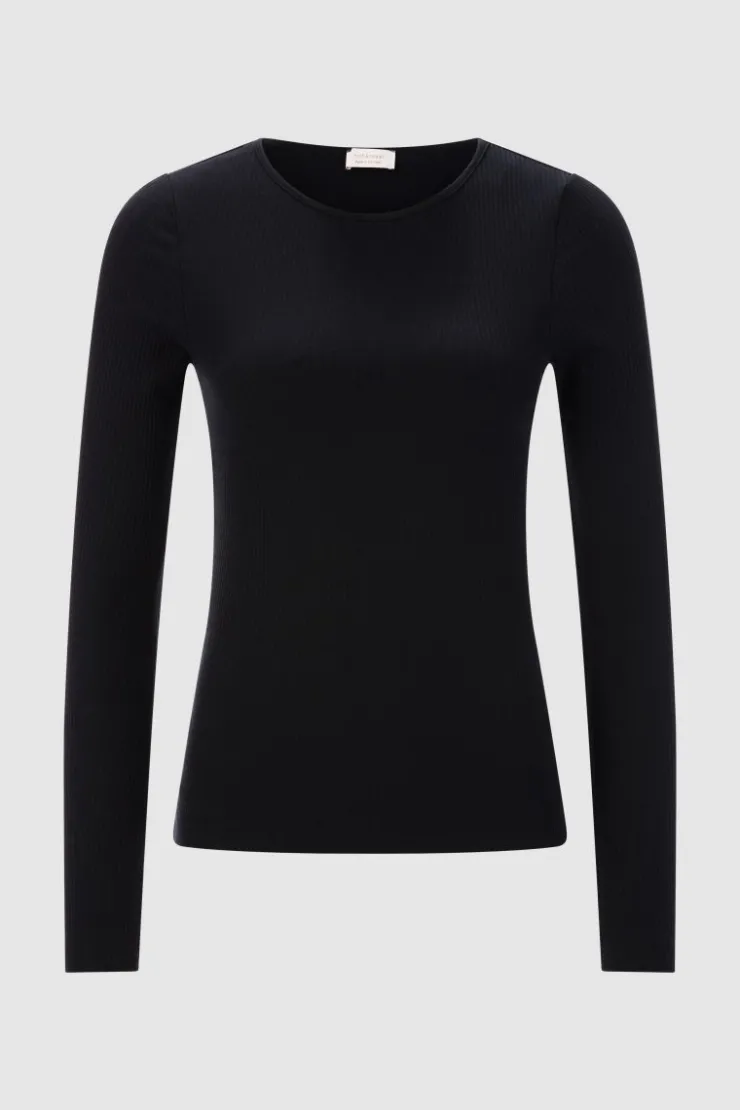 Rich & Royal Rib-Longsleeve Mit Rundhals<Damen Longsleeves