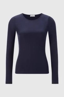 Rich & Royal Rib-Longsleeve Mit Rundhals<Damen Longsleeves