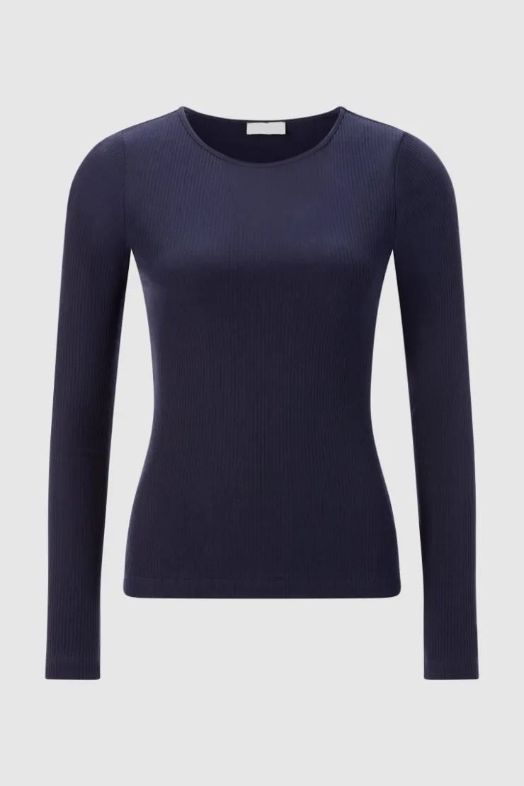 Rich & Royal Rib-Longsleeve Mit Rundhals<Damen Longsleeves