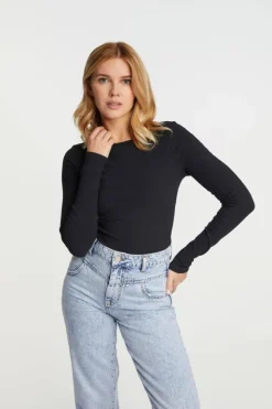 Rich & Royal Rib-Longsleeve Mit Rundhals<Damen Longsleeves
