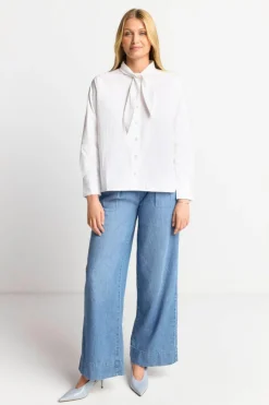 Rich & Royal Weiße Bluse Mit Bindekragen<Damen Casual Blusen|Business Blusen