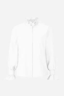Rich & Royal Weiße Bluse Mit Rüschenkragen<Damen Business Blusen|Casual Blusen
