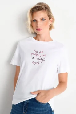 Rich & Royal Weißes Statement-T-Shirt<Damen T-Shirts