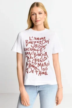 Rich & Royal Weißes T-Shirt Mit Statement-Print<Damen T-Shirts