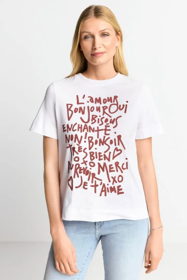 Rich & Royal Weißes T-Shirt Mit Statement-Print<Damen T-Shirts