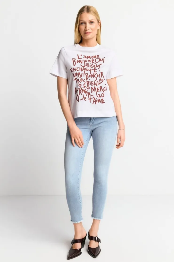 Rich & Royal Weißes T-Shirt Mit Statement-Print<Damen T-Shirts