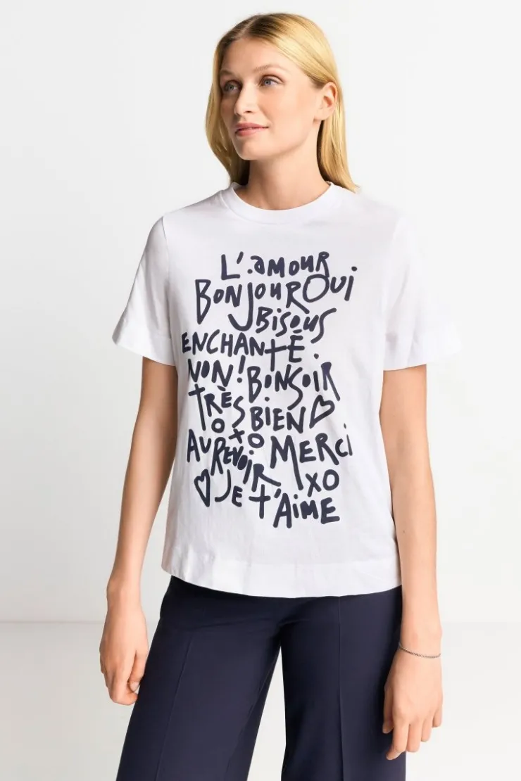 Rich & Royal Weißes T-Shirt Mit Statement-Print<Damen T-Shirts